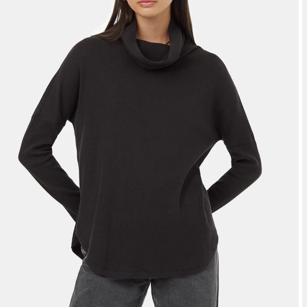 tentree Meteorite Black Waffle Oversized Turtleneck Long Sleeve NWT!